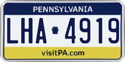 PA license plate LHA4919