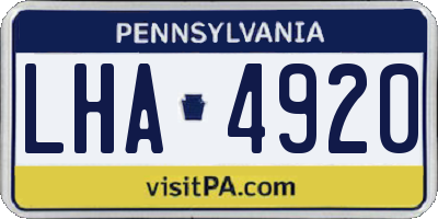 PA license plate LHA4920