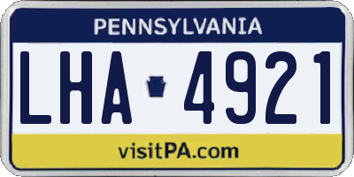PA license plate LHA4921