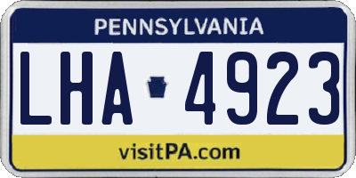 PA license plate LHA4923