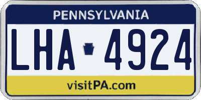 PA license plate LHA4924