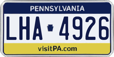 PA license plate LHA4926