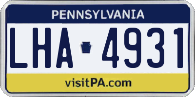 PA license plate LHA4931