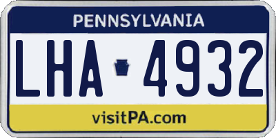 PA license plate LHA4932