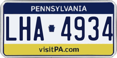 PA license plate LHA4934