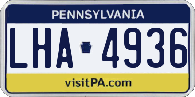 PA license plate LHA4936