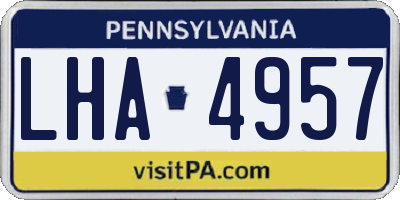 PA license plate LHA4957