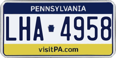PA license plate LHA4958