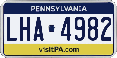 PA license plate LHA4982