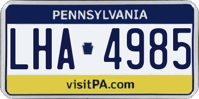 PA license plate LHA4985
