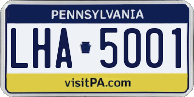PA license plate LHA5001