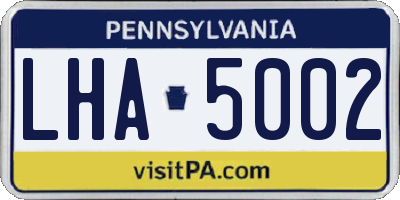 PA license plate LHA5002