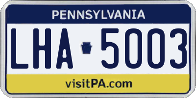 PA license plate LHA5003
