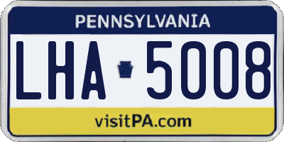 PA license plate LHA5008