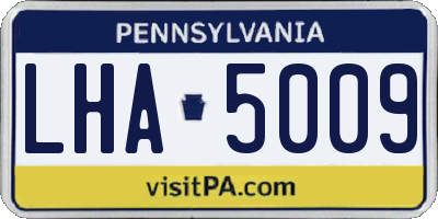 PA license plate LHA5009