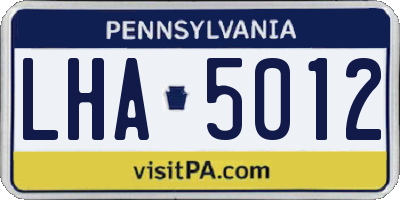PA license plate LHA5012