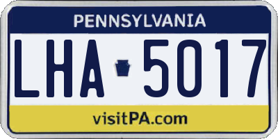 PA license plate LHA5017