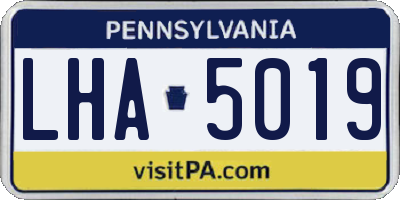 PA license plate LHA5019