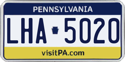 PA license plate LHA5020