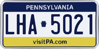PA license plate LHA5021