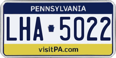 PA license plate LHA5022