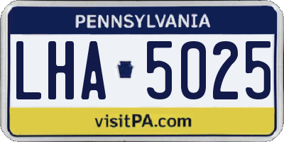PA license plate LHA5025