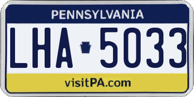 PA license plate LHA5033