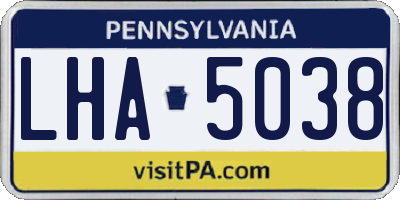 PA license plate LHA5038