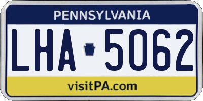 PA license plate LHA5062