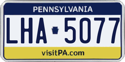PA license plate LHA5077