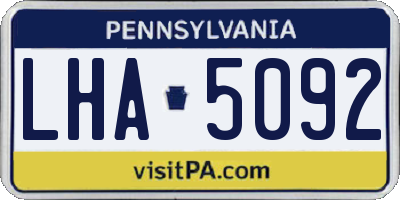 PA license plate LHA5092