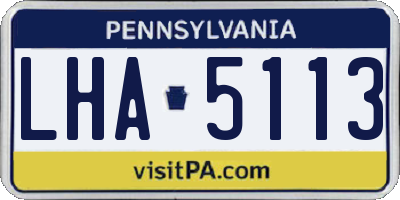 PA license plate LHA5113
