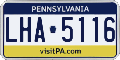 PA license plate LHA5116