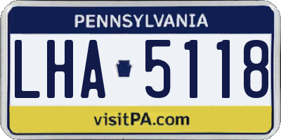 PA license plate LHA5118
