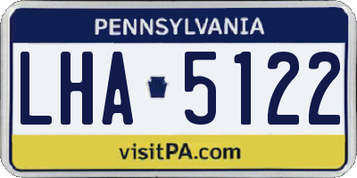 PA license plate LHA5122
