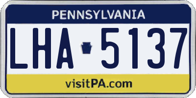 PA license plate LHA5137