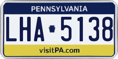 PA license plate LHA5138