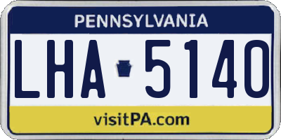 PA license plate LHA5140