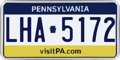 PA license plate LHA5172