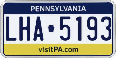 PA license plate LHA5193