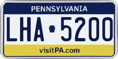 PA license plate LHA5200