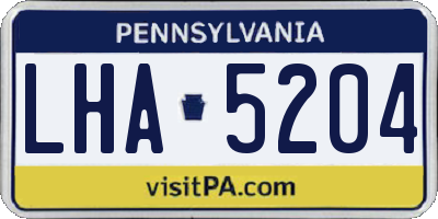 PA license plate LHA5204
