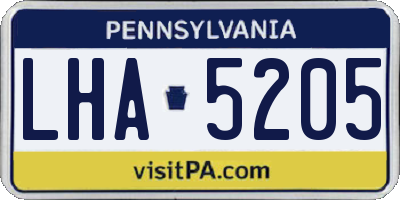 PA license plate LHA5205