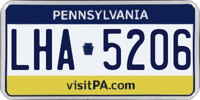 PA license plate LHA5206