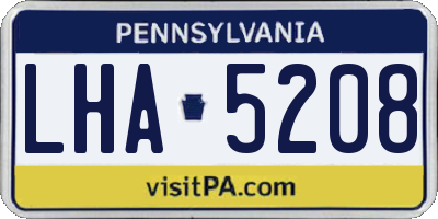 PA license plate LHA5208