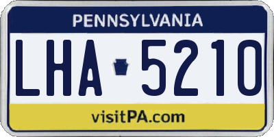 PA license plate LHA5210
