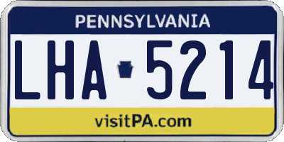 PA license plate LHA5214