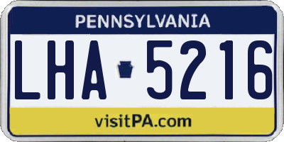 PA license plate LHA5216
