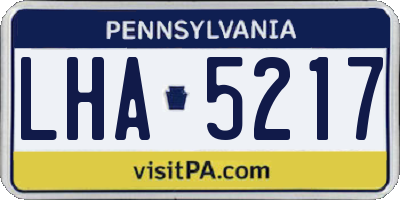 PA license plate LHA5217