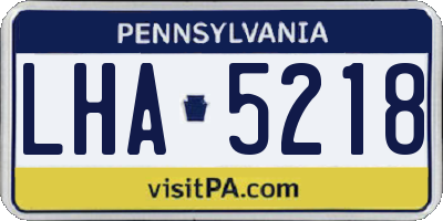 PA license plate LHA5218